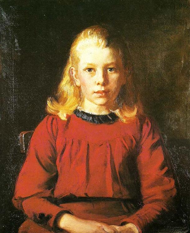 Michael Ancher helga i rod kjole